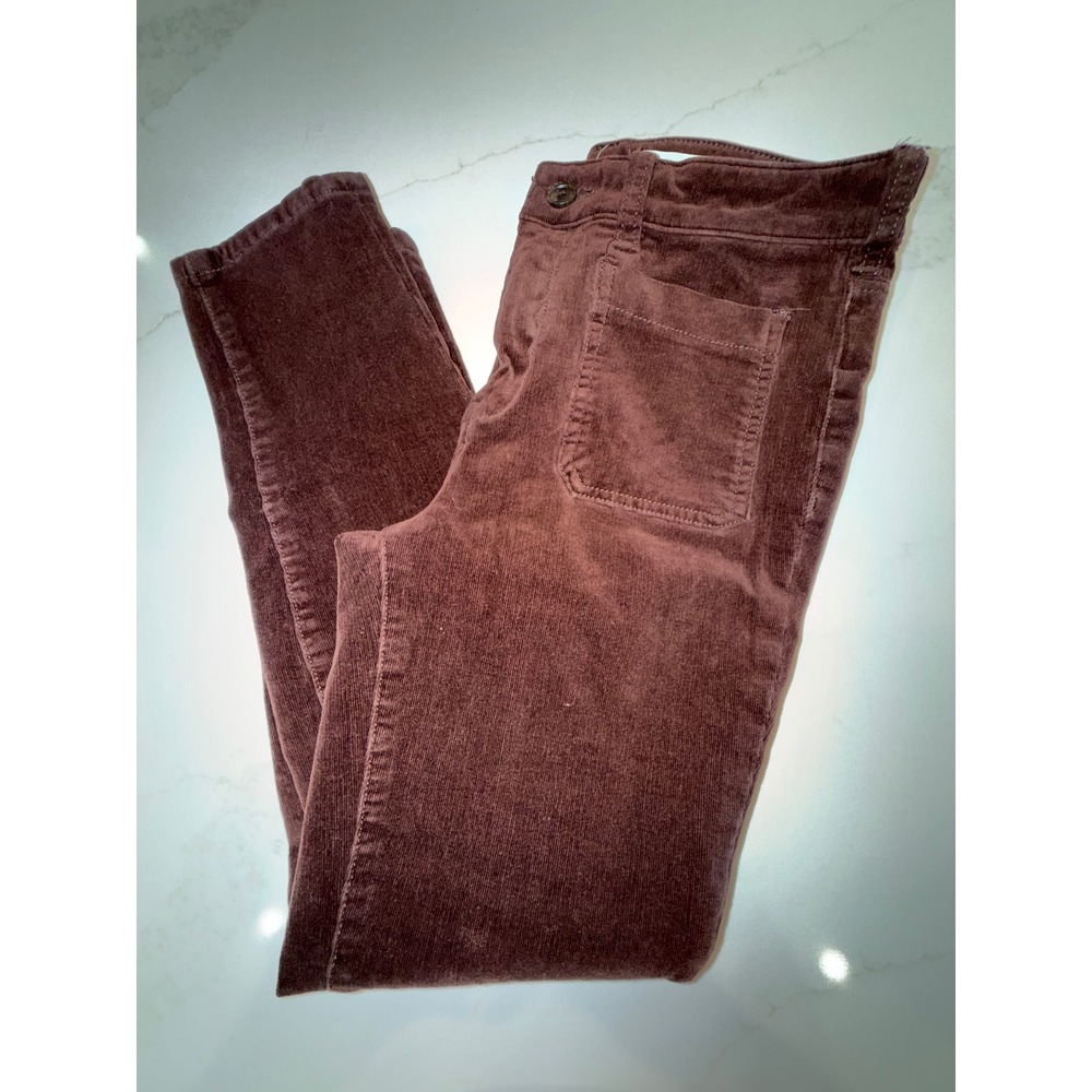 Pilcro and the Letterpress Anthropologie High Rise Skinny Corduroy Pants Plum 29